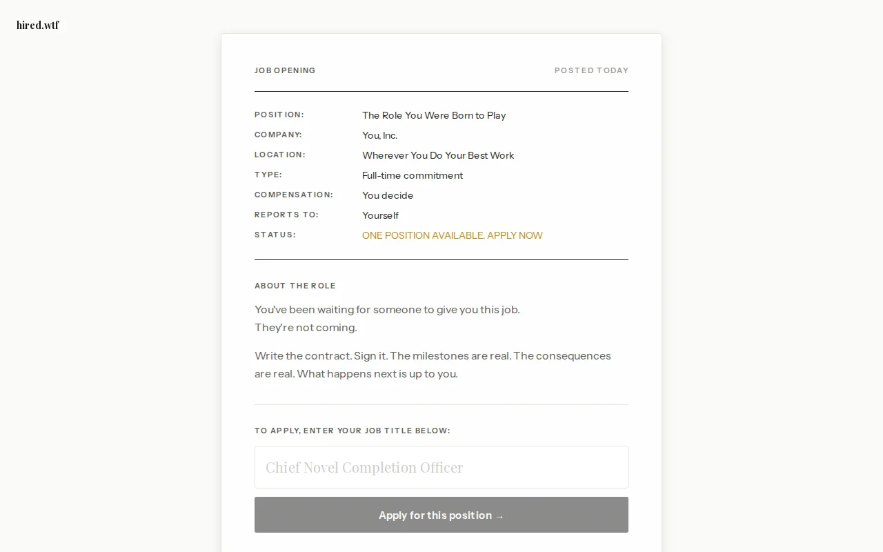 I built a site where you hire yourself instead of applying for jobs