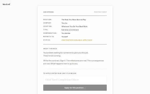 I built a site where you hire yourself instead of applying for jobs