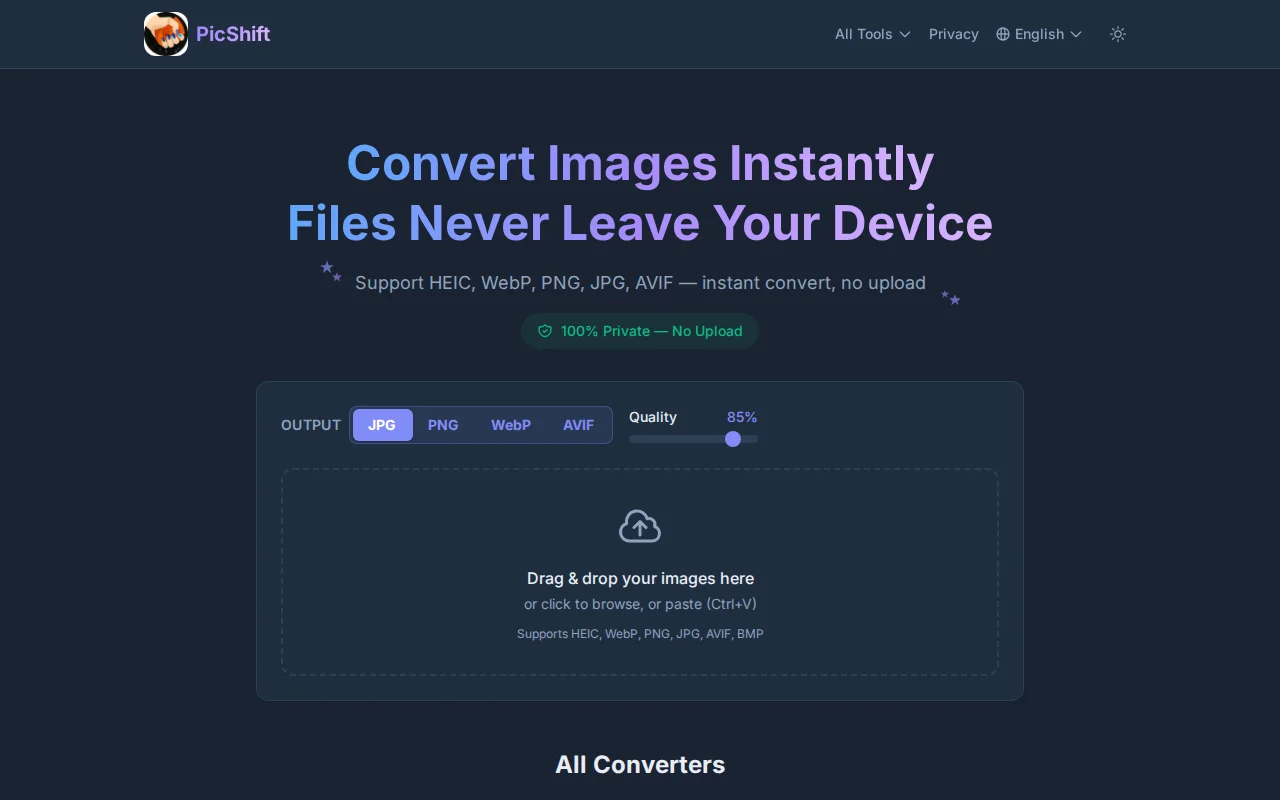 PicShift – Convert images in the browser using WebAssembly