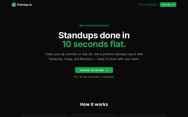Standup.so – Paste your commits, get a standup report in seconds
