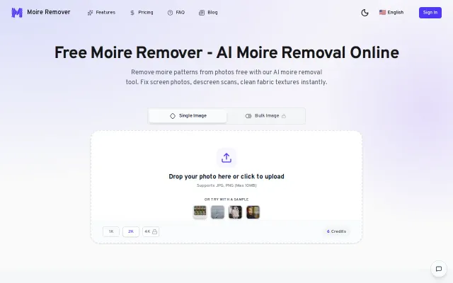 AI Moire Pattern Remover – Free tool for screen photos, scans, fabrics