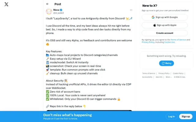 LazyGravity – I control my local AI coding setup from Discord via CDP