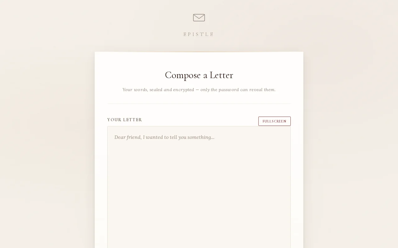 Epistle – Encrypted letters shared via URL, no server storage