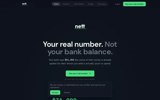 Nett – See what you can spend (not your bank balance)