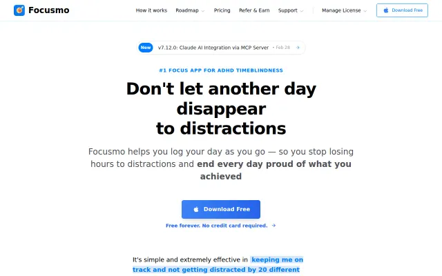 Focusmo – a Mac focus app with a local Claude MCP server