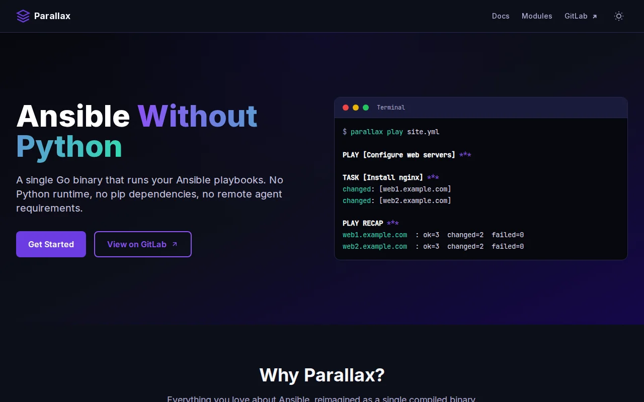 Parallax – Ansible Without Python