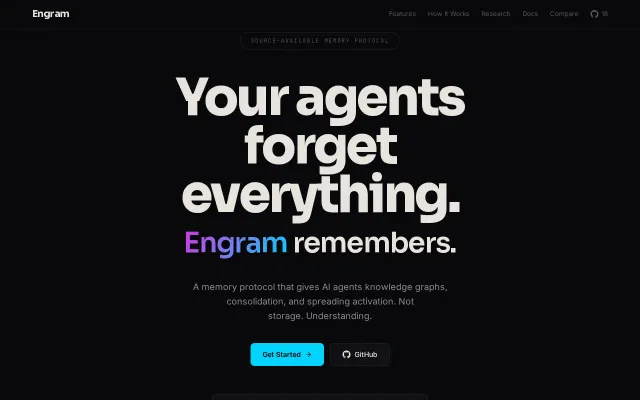 Engram – Memory for AI coding agents (2.5K installs, 80% on LOCOMO)