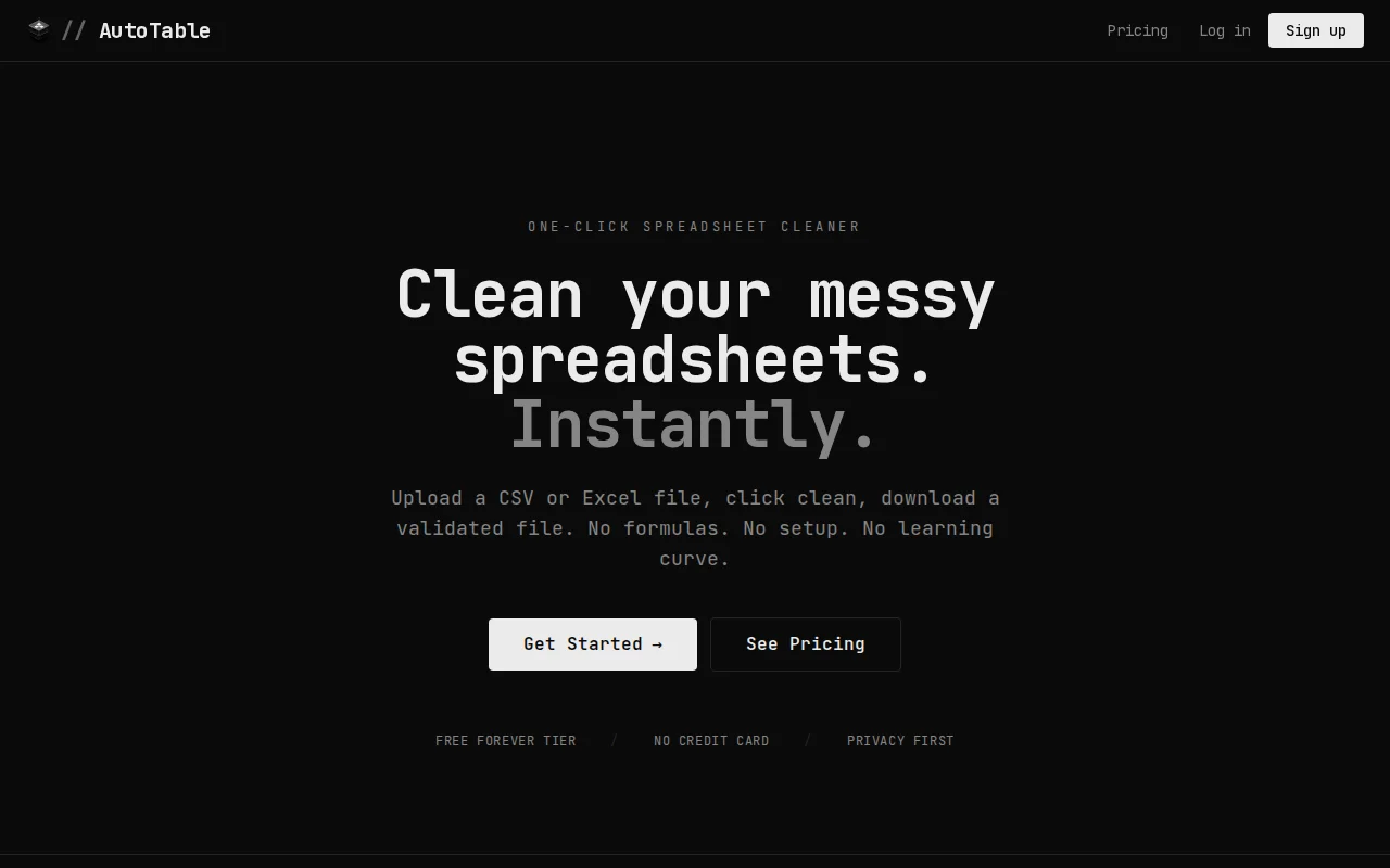 AutoTable – One-Click Spreadsheet Cleaner Built with Gemini