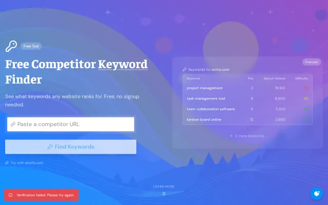 Free tool to see what keywords any website ranks for