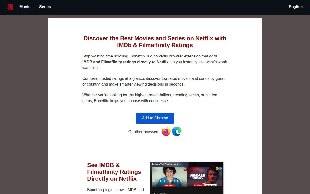 Bonetflix – View IMDB and Filmaffinity Ratings on Netflix