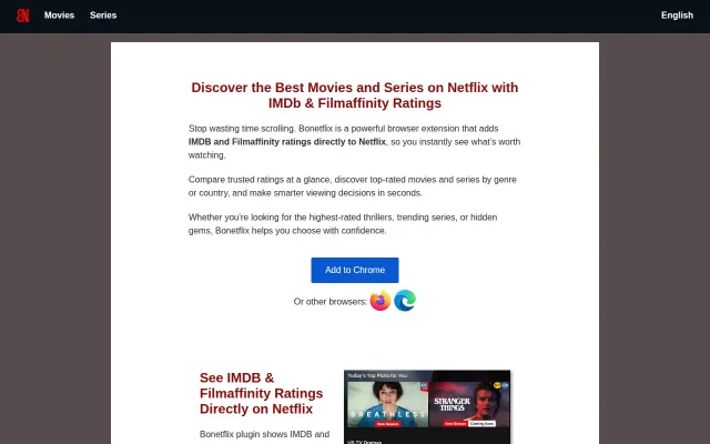 Bonetflix – View IMDB and Filmaffinity Ratings on Netflix
