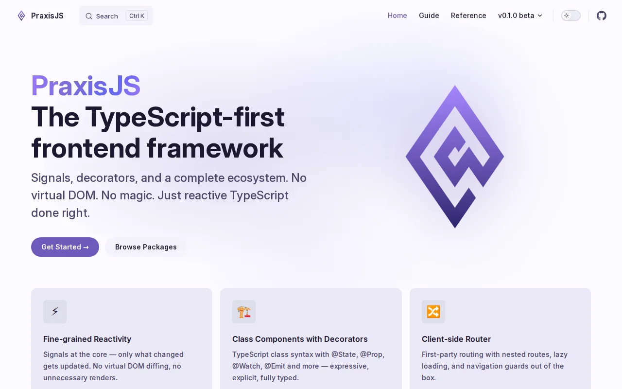 PraxisJS – signal-driven front end framework and AI experiment