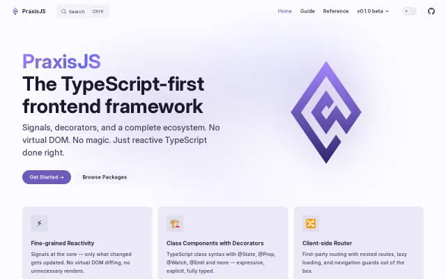 PraxisJS – signal-driven front end framework and AI experiment