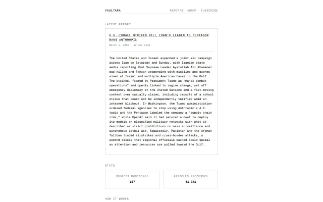 Vaultara – Daily AI-Powered News Intelligence Reports