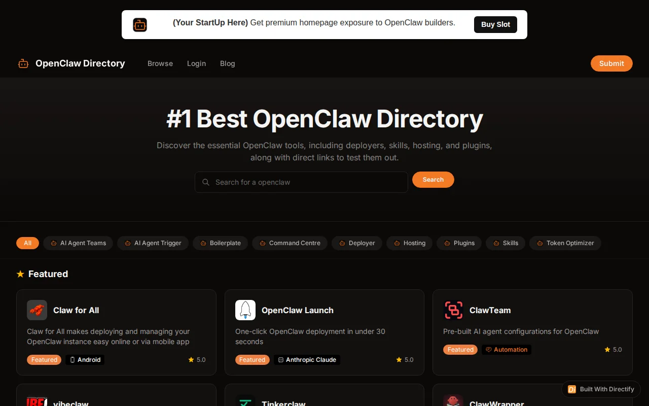 OpenClaw Directory – Compare Deployers, Skills, and Tools for OpenClaw