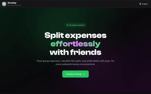 Tired of making accounts to split a pizza bill, I built Dividdy