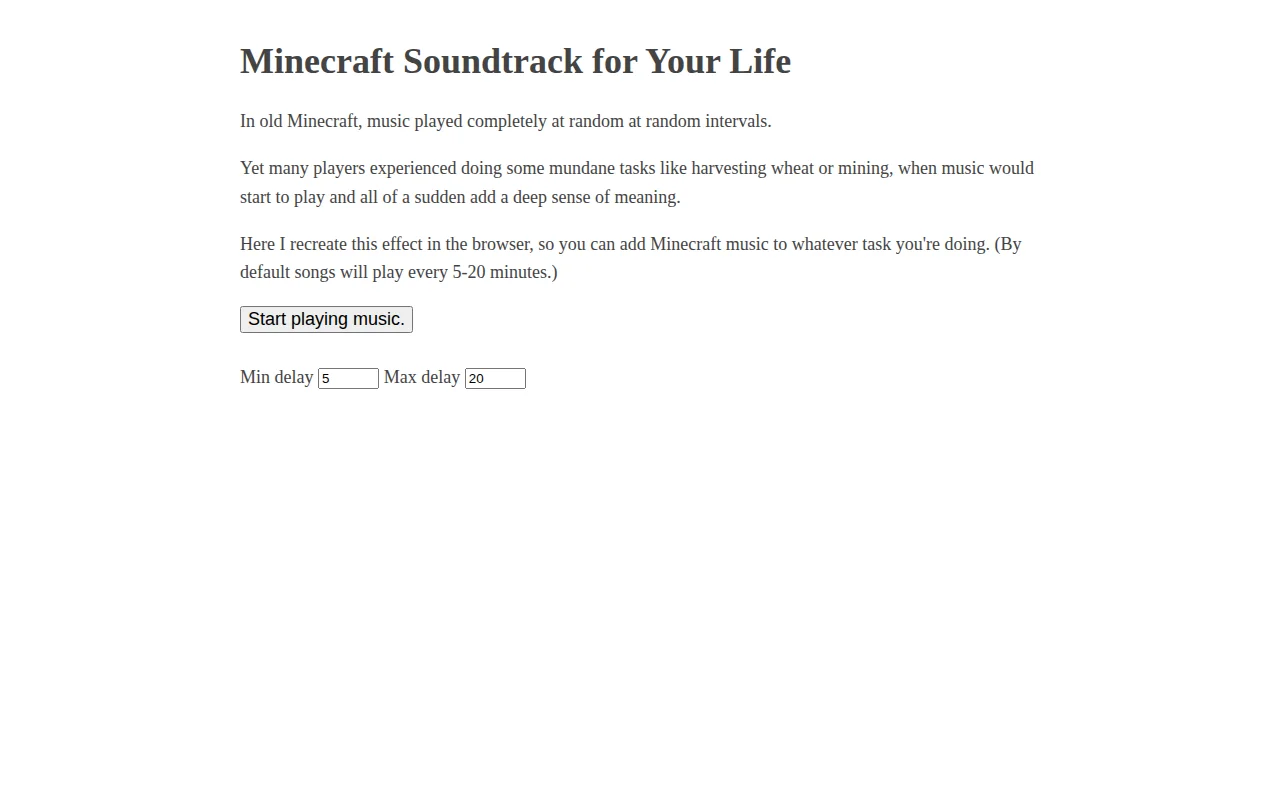 Minecraft music player, with random intervals like in the game