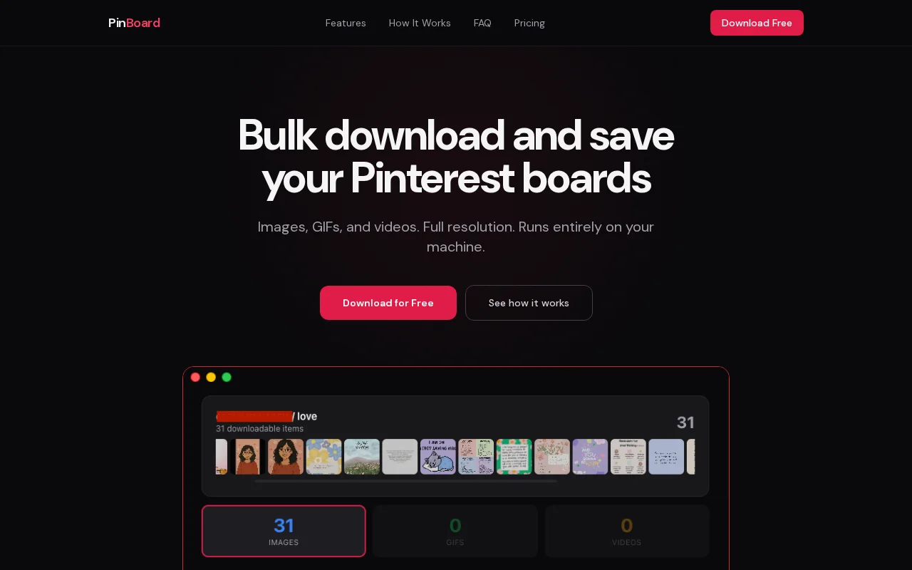 PinBoard – Desktop app to bulk download Pinterest boards locally
