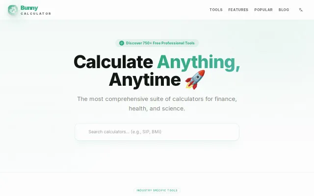 Bunny Calculator – A fast, free, and clean suite of web calculators