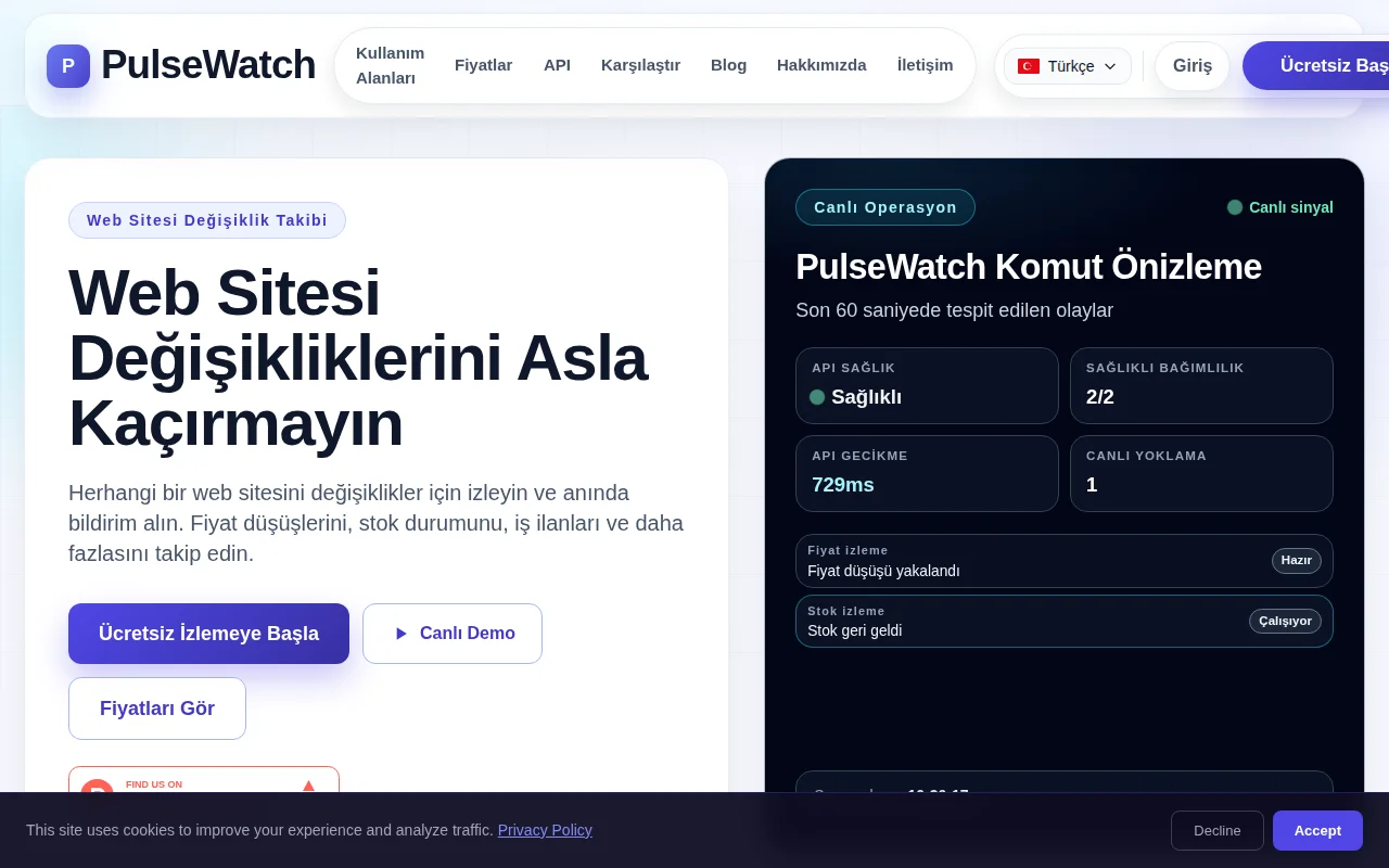 PulseWatch – AI website monitor with plain-language summaries