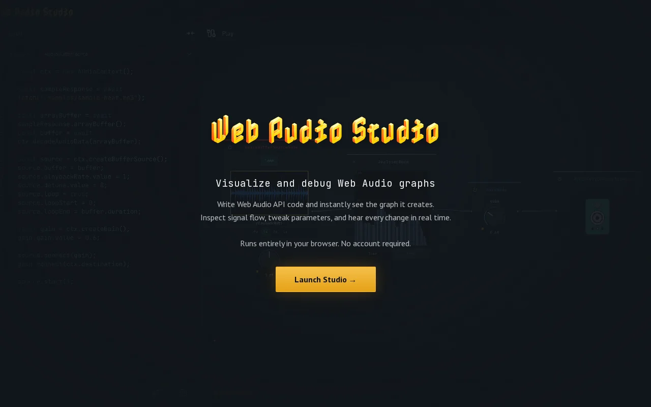 Web Audio Studio – A Visual Debugger for Web Audio API Graphs