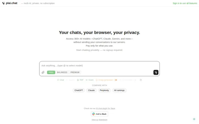 PLAI.chat – Multi-model AI chat that doesn't store your conversations