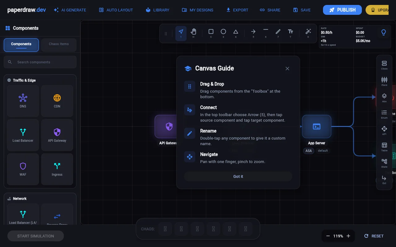 PaperDraw.dev – A System Design Simulator