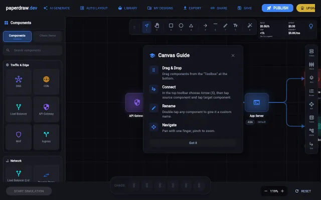 PaperDraw.dev – A System Design Simulator