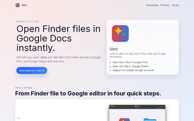 Open Finder files in Google Docs with one click
