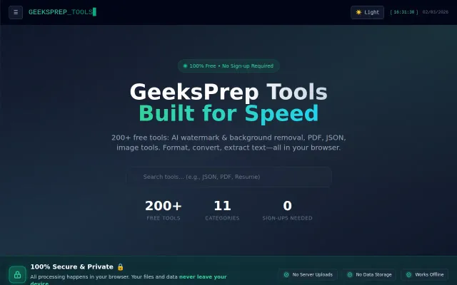 Free Browser-Based Tools Client Side Only, No Uploads, No Tracking