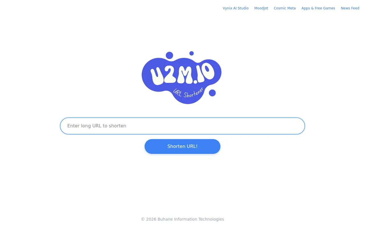 U2m.io – Free URL shortener with bulk API, QR codes, and geo analytics