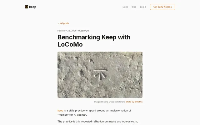 Benchmarking the Keep memory system with LoCoMo