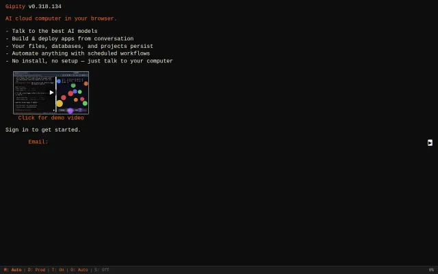 Gipity – AI cloud computer in the browser
