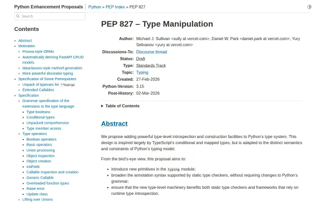 PEP 827 – TS-like type manipulation in Python
