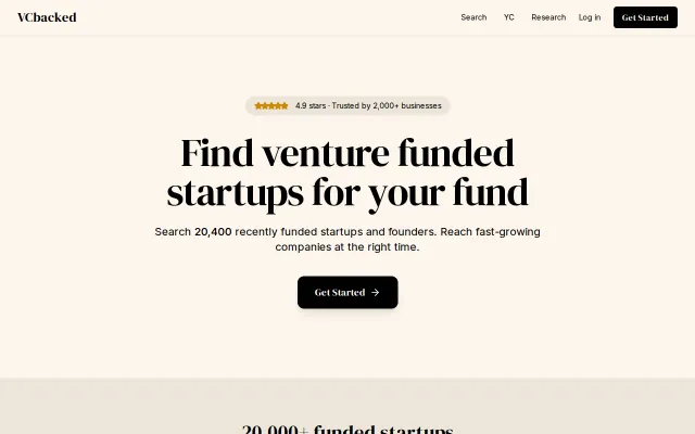 VCBacked – Find venture funded startups for your business, fund, agency