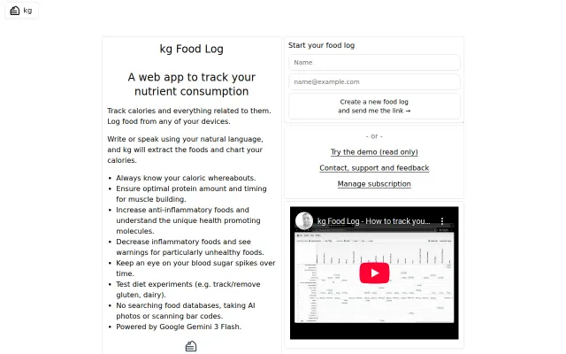 kg Food Log (Google Gemini powered nutrition tracker)