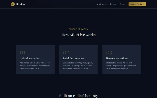 AfterLive – AI preserves memories as conversational presence