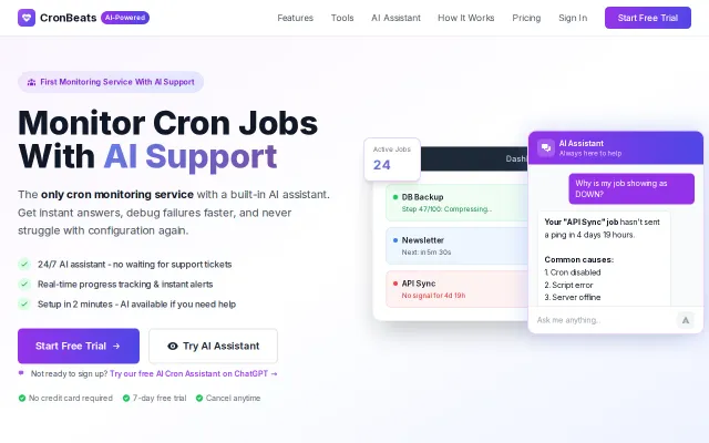 CronBeats – Cron monitoring with AI support and progress tracking