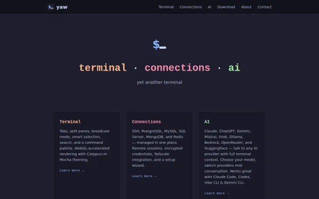 Yaw – A terminal built around the Claude Code/Codex CLI workflow