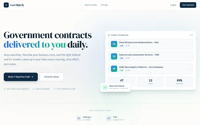 GovMatch – Daily government contract alerts matched to your business