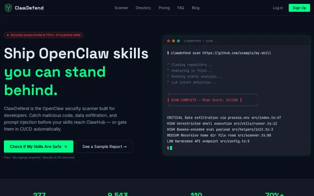 Scanning 277 AI agent skills for security issues