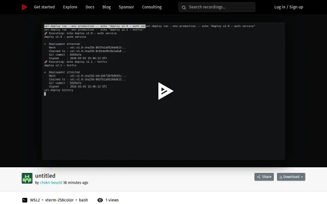SEL Deploy – Tamper-evident deployment timeline (Ed25519, hash-chained)