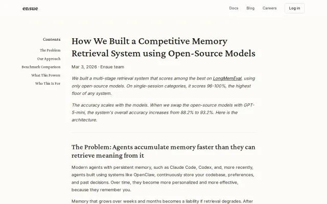 SOTA long memory eval with open source models