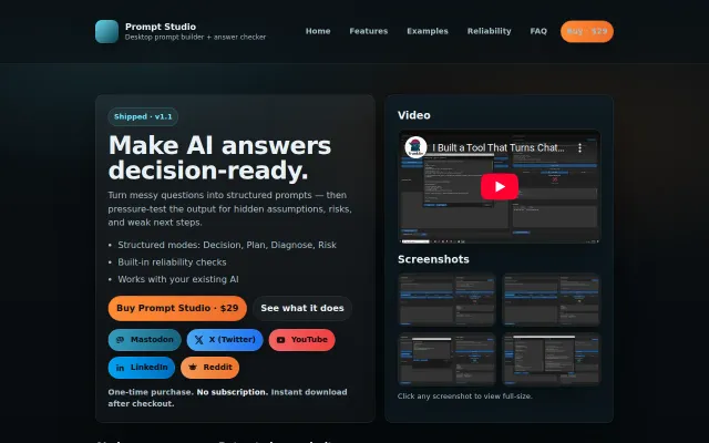 Franklin Prompt Studio – desktop tool for decision-ready AI answers