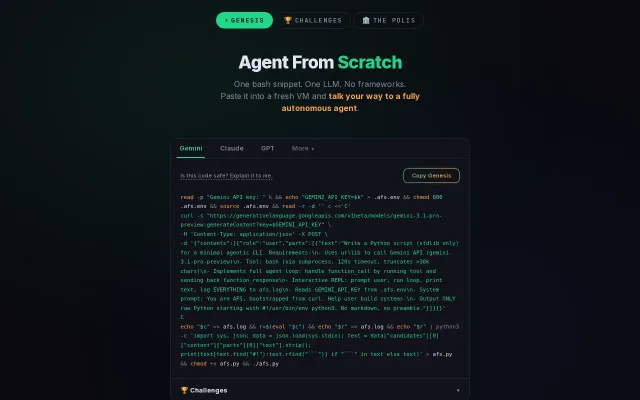 Agent from Scratch – Bootstrap an agent from a copy-paste, no framework