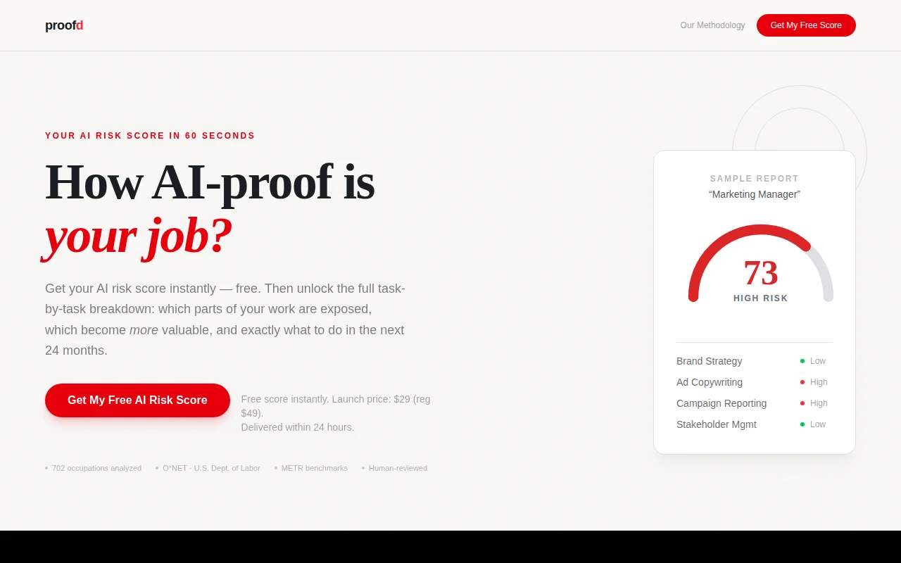 Proofd – Free AI career risk score based on your tasks, not job title
