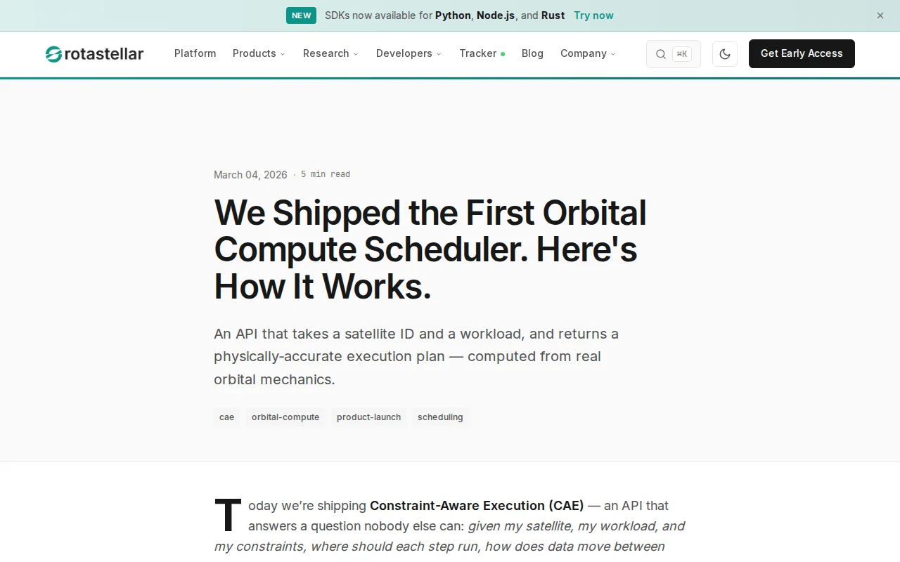 First API for orbital compute scheduling with real physics