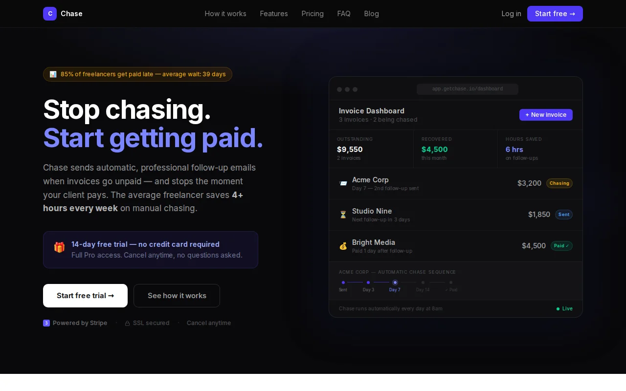 Chase – Automated invoice follow-up emails for freelancers