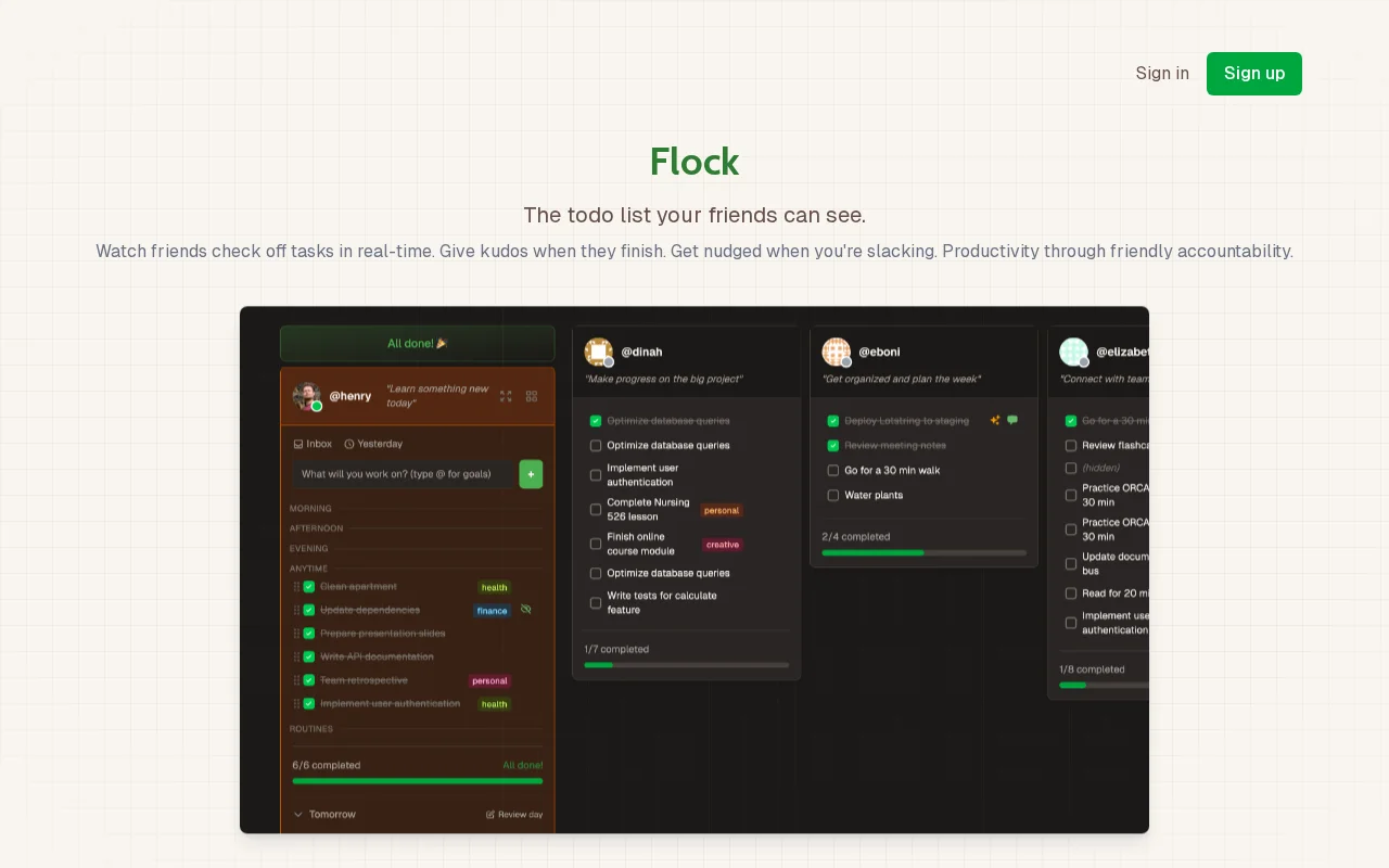 Flock – Share your daily todos with friends for accountability