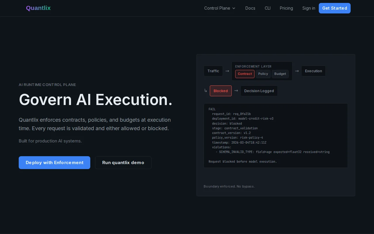 Quantlix – Runtime enforcement layer for AI systems